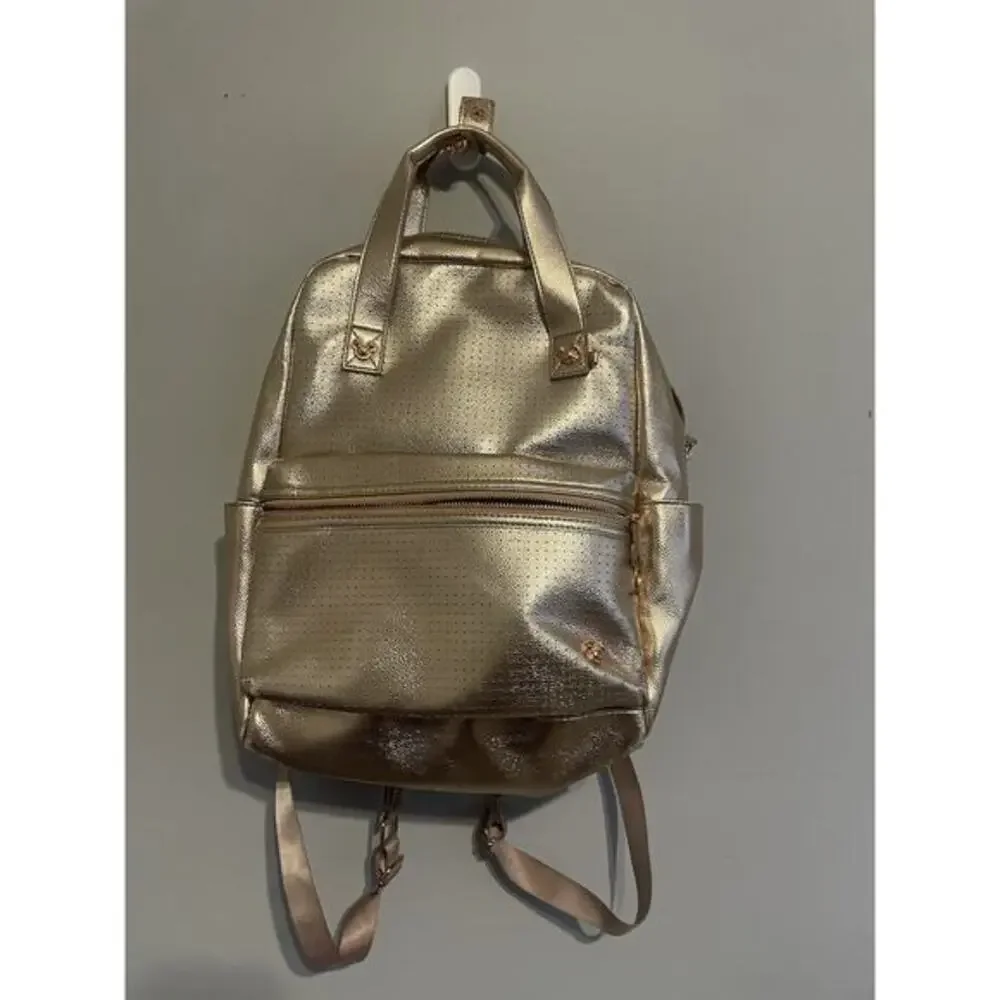 Disney Rose Gold Mickey Mouse Icon Flair Backpack Top‎ Handle Strap Pockets Used